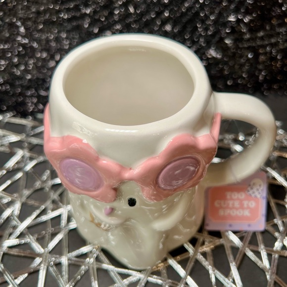 Halloween Ceramic Cold Brew Drinking Girlie Girl Ghost Mug Flower Sunglasses - Picture 8 of 10
